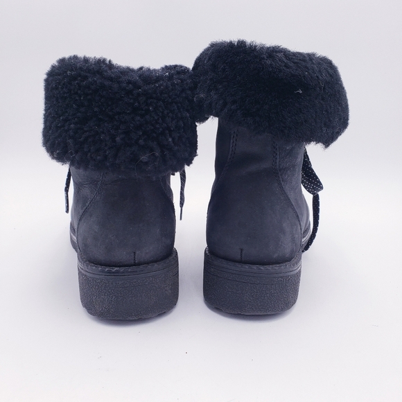 J.Crew Nordic Black Hiking Combat Boots Shearling Upper F8444 Size 8 - Picture 4 of 11